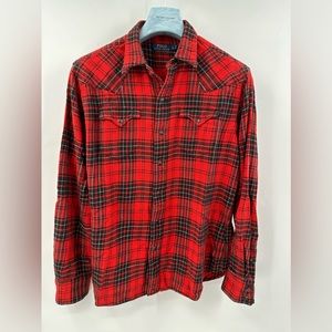 Polo Ralph Lauren Plaid Western Buffalo snap-button down L (A-4)